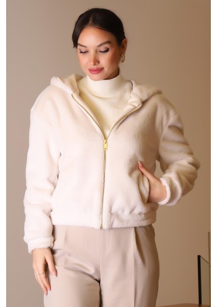 Cepli Fermuarlı Ekru Kadın Mont D99508-2K5 modelleri