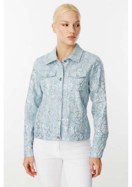 Pul Işlemeli Kot Mavi Kadın Mont 6026-2Y5 modelleri