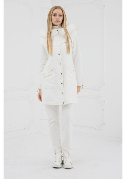 Zebra Desenli Gold Detaylı Ekru Kadın Mont MB18.72-2K5 indirimleri