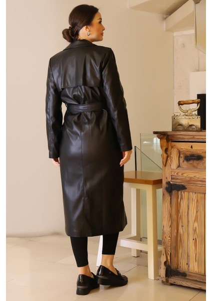 Torba Cepli Düğmeli Siyah Kadın Trençkot D87055-2K5 indirimleri