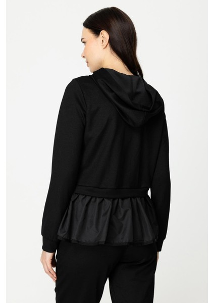 Altı Paraşüt Kumaş Kelebek Detaylı Siyah Kadın Mont 46702-2K5 fırsatları