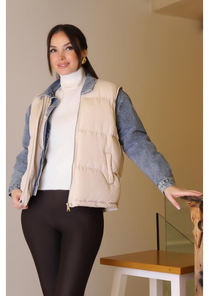 Yelek Detaylı Laci Kadın Kot Mont D99423-2K5 fırsatları