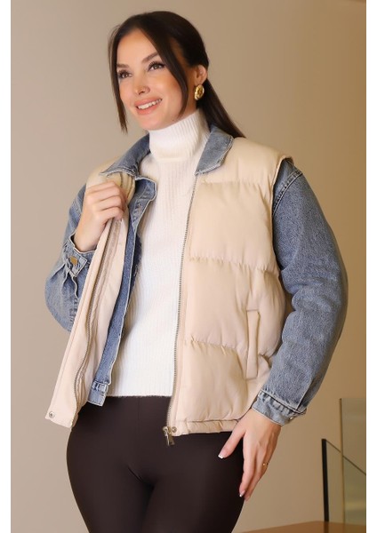 Yelek Detaylı Laci Kadın Kot Mont D99423-2K5 fiyatları