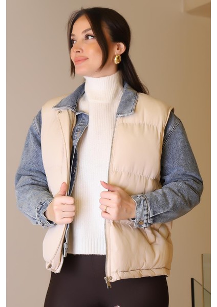 Yelek Detaylı Laci Kadın Kot Mont D99423-2K5 modelleri