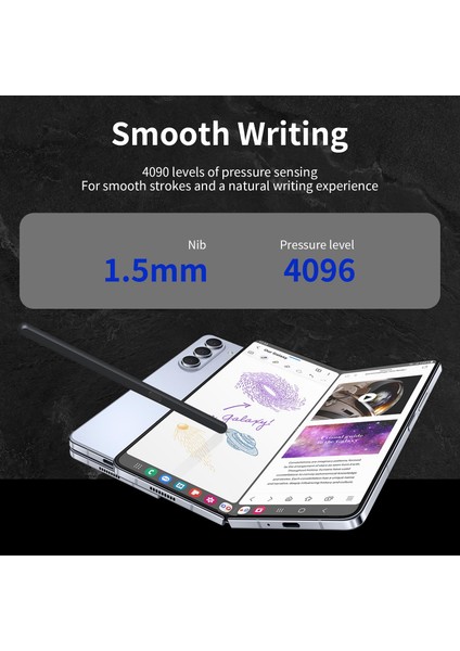 Samsung Galaxy Z Fold6 5g/z Fold5 5g/z Fold4 5g/z Fold3 5g Elektromanyetik Kalem Stylus Kalem Yuvası Ile-Siyah (Yurt Dışından)