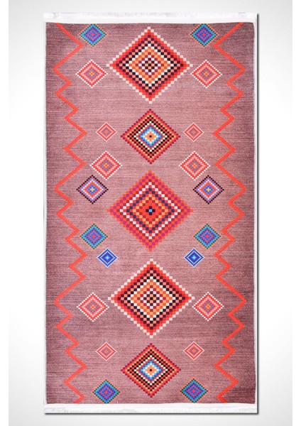 Nomad Line Dijital Baskılı Şönil Halı – Etnik Desenli, Kaymaz Tabanlı, Yıkanabilir & Modern Tasarım – 60 x 200 cm