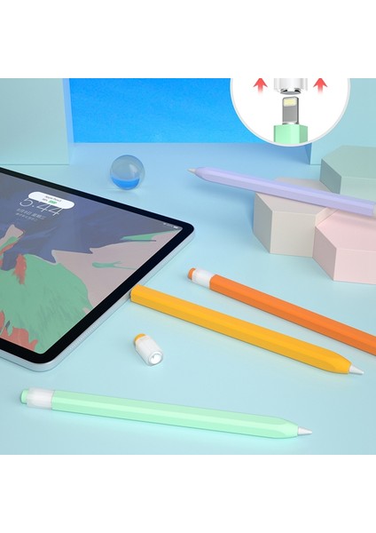 Apple Pencil (1. Nesil) Jelly Stylus Kalem Silikon Kılıf Koruyucu Kılıf (Kısa Versiyon)-Sarı (Yurt Dışından)
