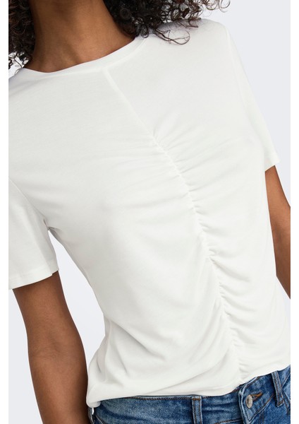 Onlfree Büzgülü Regular Fit Bisiklet Yaka T Shirt Bayan T Shirt 15346602 fırsatları
