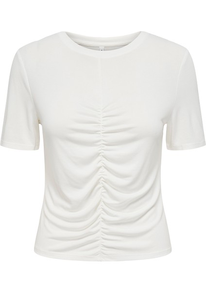 Onlfree Büzgülü Regular Fit Bisiklet Yaka T Shirt Bayan T Shirt 15346602 indirimleri