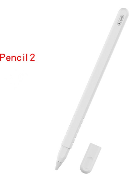 Kaymaz Silikon Kapak Tutucu Koruyucu Uç Kapağı Apple Pencil (2. Nesil)-Beyaz (Yurt Dışından)