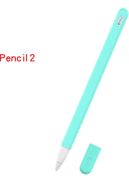 Kaymaz Silikon Kapak Tutucu Koruyucu Uç Kapağı Apple Pencil (2. Nesil) Için - Camgöbeği (Yurt Dışından)