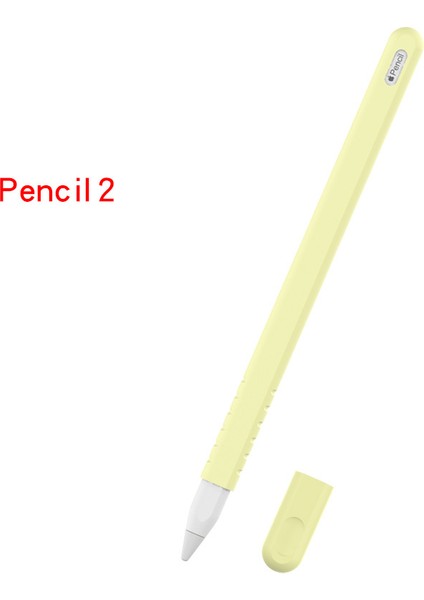 Kaymaz Silikon Kapak Tutucu Koruyucu Uç Kapağı Apple Pencil (2. Nesil)-Sarı (Yurt Dışından)