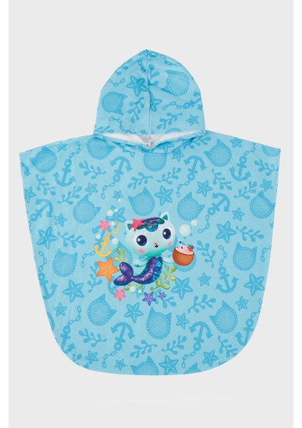 Mercat Desenli Pamuklu Kapüşonlu Uv Korumalı Havlu Panço Kız Çocuk Panço SP2512120000