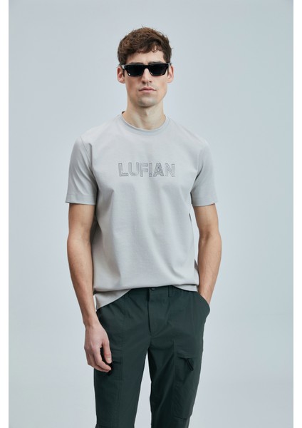 Logolu Streç Pamuklu Regular Fit Bisiklet Yaka T Shirt Erkek T Shirt 111020240