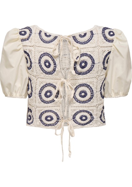 Onlcharis Pamuklu Işlemeli Regular Fit Balon Kol Top Bayan Top 15346915 fiyatları