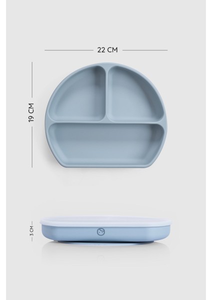 3 Bölmeli Kapaklı Silikon Vakumlu Mavi Mama Tabağı modelleri