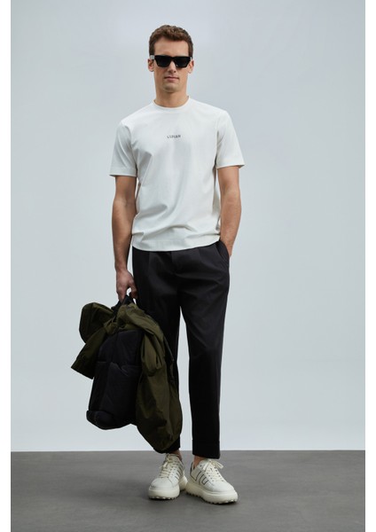 Logolu Pamuk Karışımlı Regular Fit Bisiklet Yaka T Shirt Erkek T Shirt 111020235