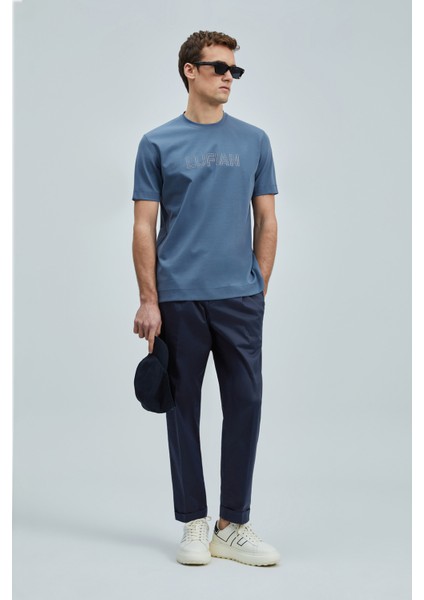 Logolu Streç Pamuklu Regular Fit Bisiklet Yaka T Shirt Erkek T Shirt 111020240