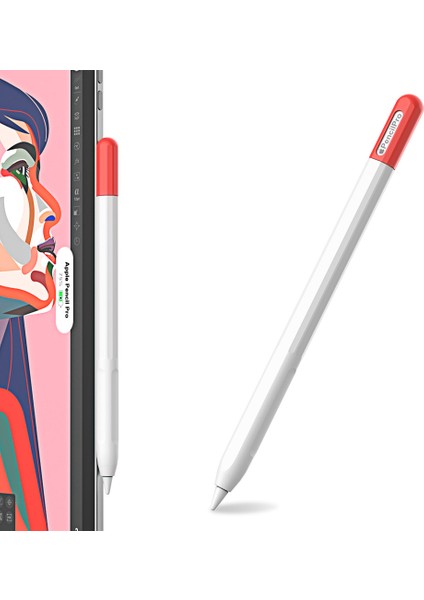 Apple Pencil Pro Silikon Kılıf Renkli Eklemeli Stylus Kalem Koruyucu Cilt Kılıfı-Beyaz+Kırmızı (Yurt Dışından)