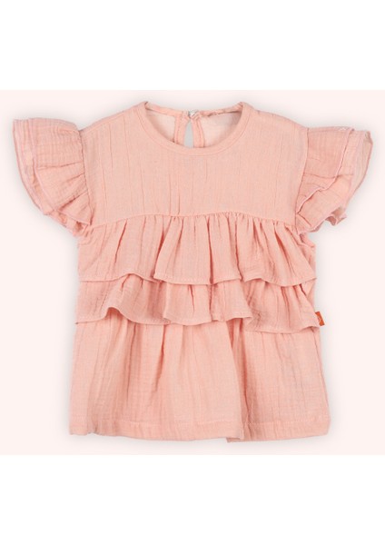 Kız Bebek Fırfır Detaylı Şortlu Beli Lastikli Somon Takım fiyatları