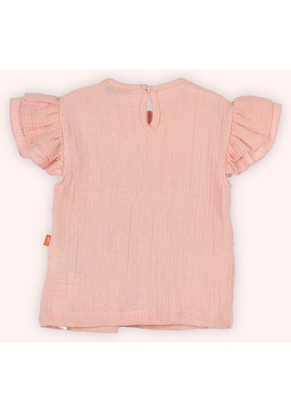 Kız Bebek Fırfır Detaylı Şortlu Beli Lastikli Somon Takım fırsatları