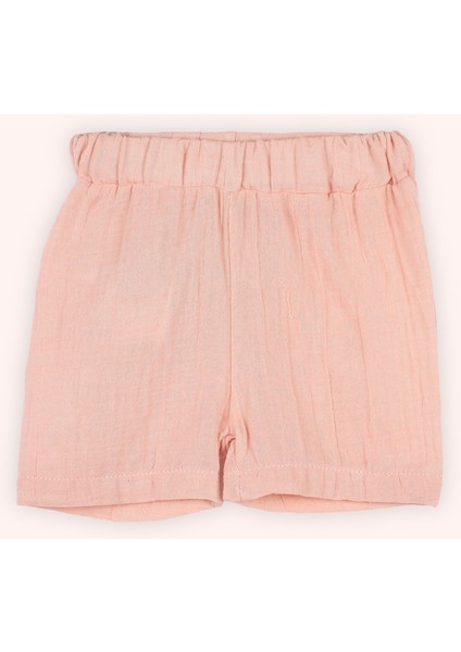 Kız Bebek Fırfır Detaylı Şortlu Beli Lastikli Somon Takım indirimleri