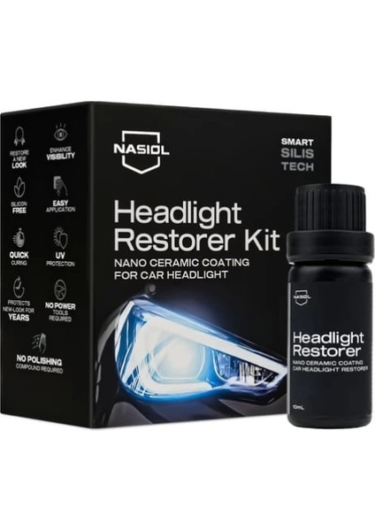 Headlight Restorer Nano Seramik Far Yenileme ve Koruma Kiti-3 Yıl DAYANIM-10ML