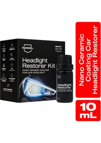 Headlight Restorer Nano Seramik Far Yenileme ve Koruma Kiti-3 Yıl DAYANIM-10ML