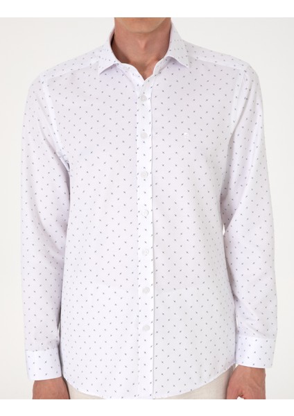 Erkek Beyaz Slim Fit Uzun Kollu Gömlek 50307134-VR013