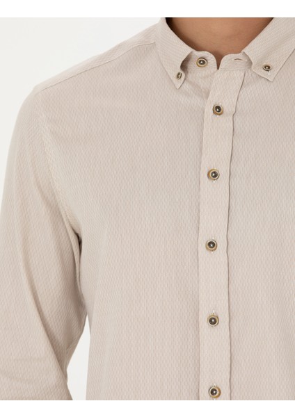 Erkek Bej Slim Fit Uzun Kollu Gömlek 50282786-VR011