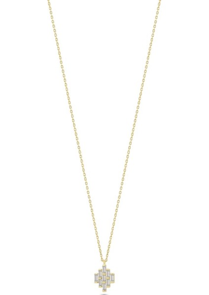 14 Ayar Taşlı Zarif Tasarım Altın Kolye