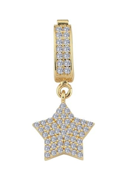 14 Ayar Taşlı Yıldız Tasarım Altın Kolye Ucu
