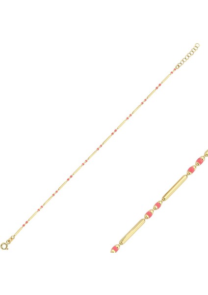 14 Ayar Pembe Renkli Tasarım Altın Kolye Bileklik Set modelleri