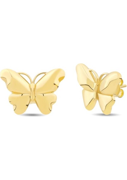14 Ayar Butterfly Altın Tasarım Küpe