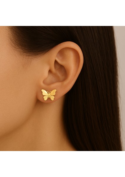 14 Ayar Butterfly Altın Tasarım Küpe