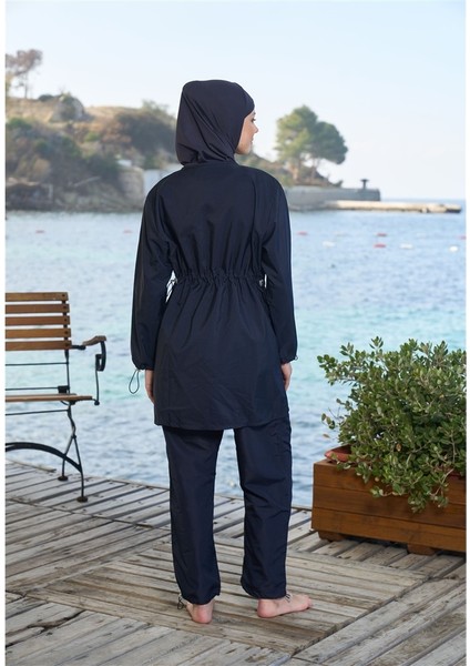 Düz Kol Paça Lastikli Fermuarlı Tam Kapalı Tesettür Mayo fiyatları