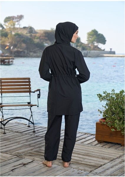 Düz Kol Paça Lastikli Fermuarlı Tam Kapalı Tesettür Mayo fiyatları