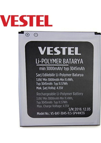 Vestel Venüs V3 5580 Pil Batarya 3000 Mah Ithal Senalstore