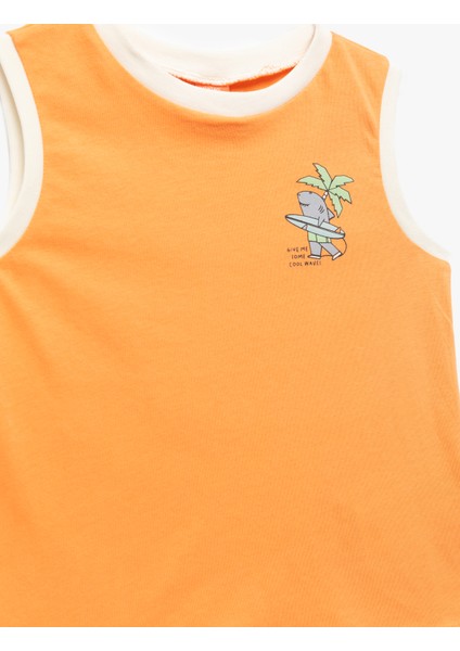 Kolsuz Baskı Detaylı Bisiklet Yaka Pamuklu Atlet modelleri