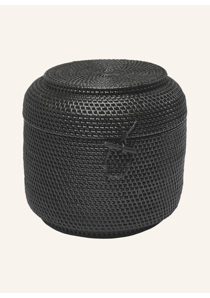 Cıno Depolama Sepeti 8 L, Rattan, Kapaklı, 24 cm Yükseklik, 33 cm Çap