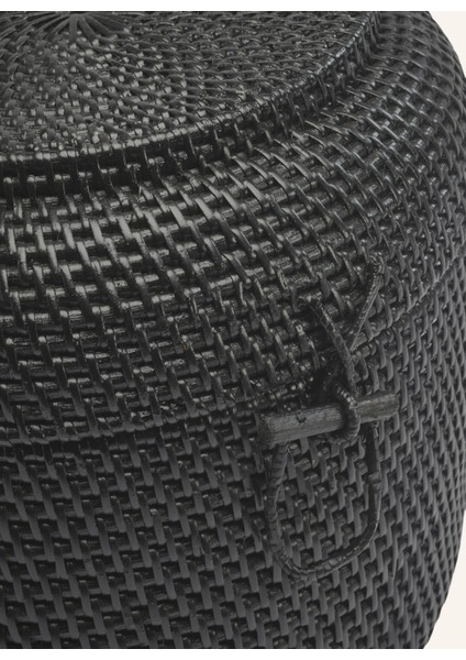 Cıno Depolama Sepeti 8 L, Rattan, Kapaklı, 24 cm Yükseklik, 33 cm Çap