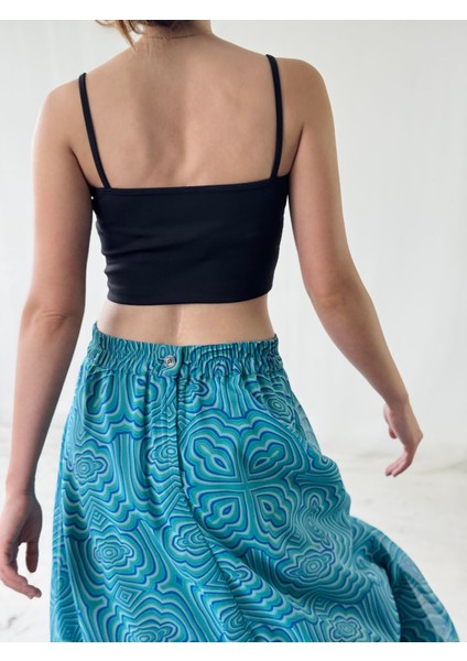 Valerie Şifon Kloş Astarlı Uzun Etek Kadın Turkuaz fırsatları