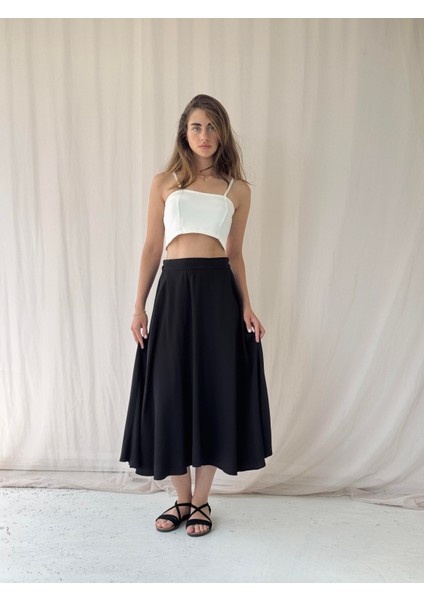 Valerie Viskon Kloş Uzun Etek Kadın Siyah fiyatları