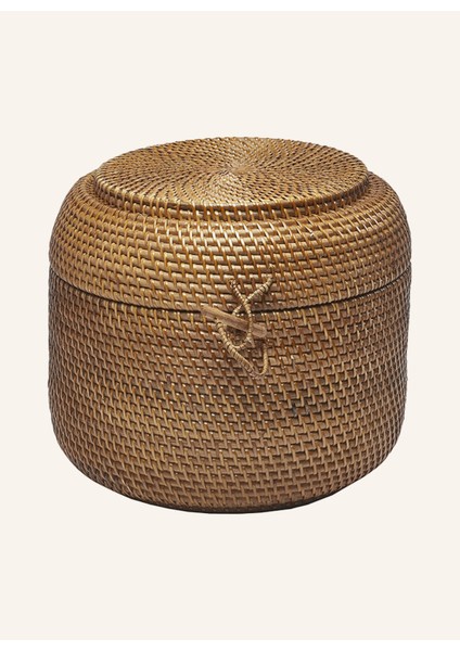 Cıno Depolama Sepeti 8 L, Rattan, Kapaklı, 24 cm Yükseklik, 33 cm Çap