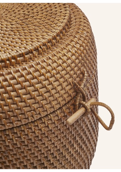 Cıno Depolama Sepeti 8 L, Rattan, Kapaklı, 24 cm Yükseklik, 33 cm Çap