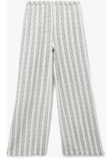 Keten Görünümlü Beli Bağlamalı Cepli Çizgili Palazzo Pantolon fiyatları