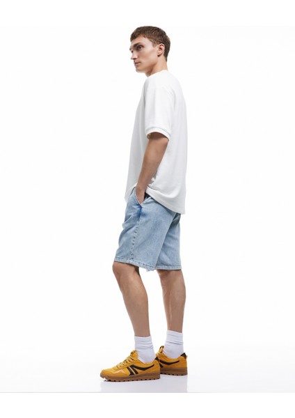 Beli Bağcıklı Cep Detaylı Bermuda Oversize Jean Şort
