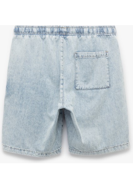 Beli Bağcıklı Cep Detaylı Bermuda Oversize Jean Şort
