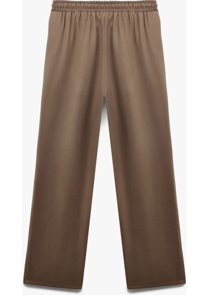 Viskon Cupro Kumaş Beli Bağcıklı Cepli Bol Paça Pantolon fiyatları