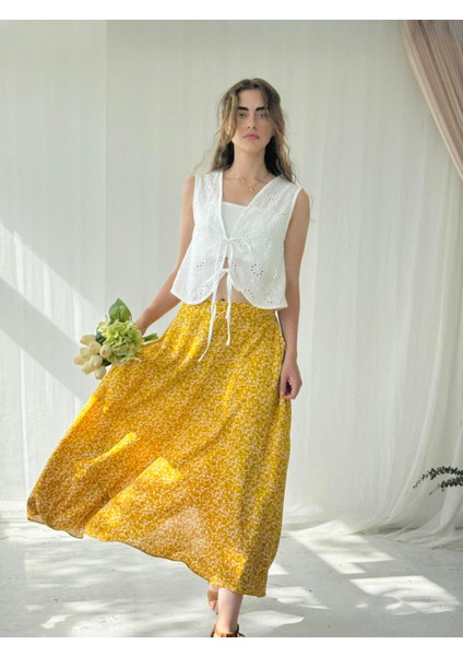 Valerie Viskon Kloş Uzun Etek Kadın Sarı fiyatları